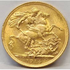 AUSTRALIA 1914 . ONE 1 SOVEREIGN . MELBOURNE . GOLD